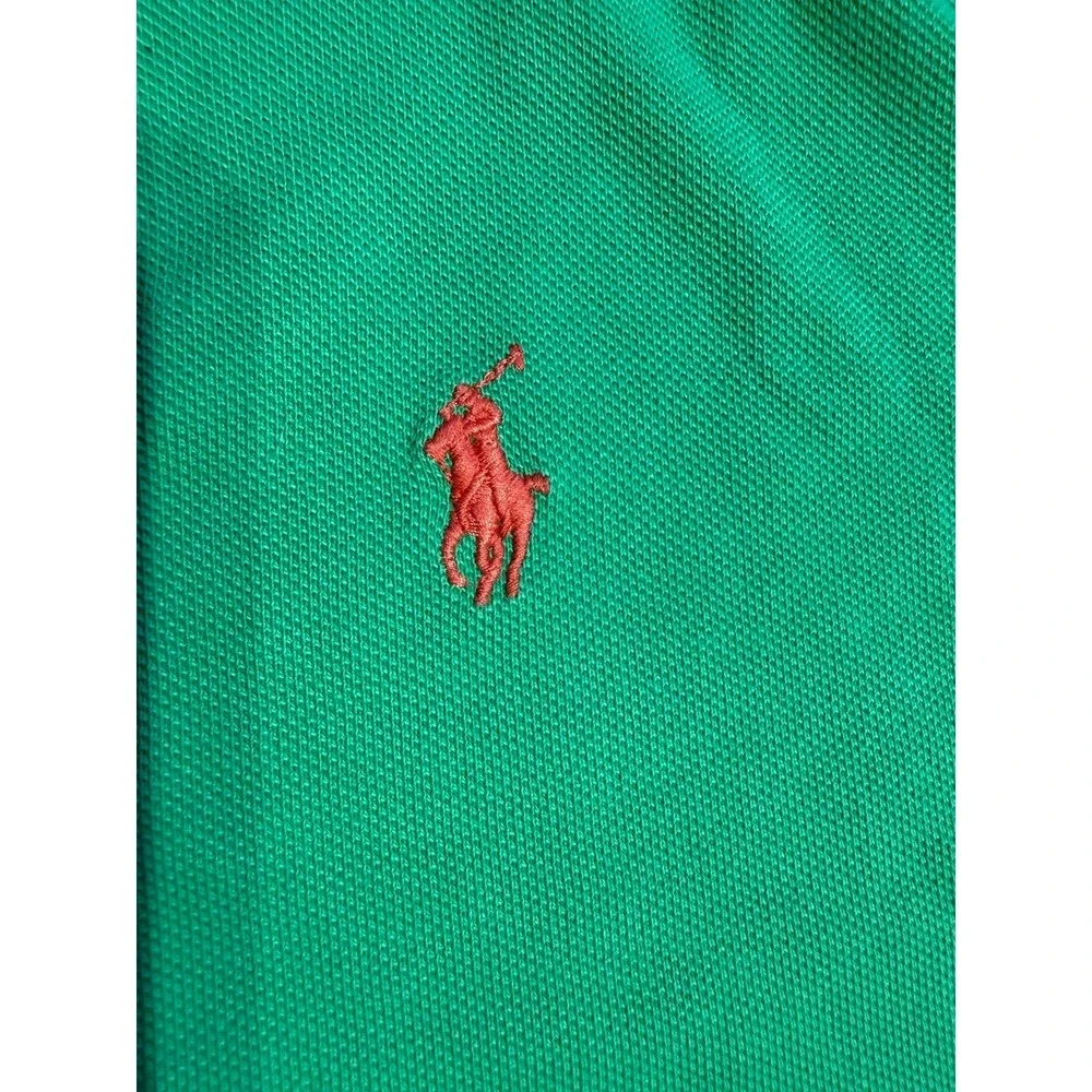 Polo Ralph Lauren Custom Slim Fit Green Polo Shirt Mens 2XL Golf‎ Orange Pony